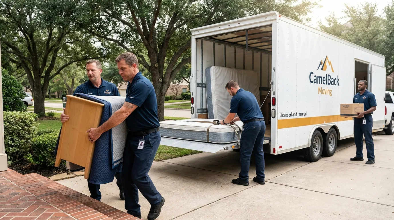 Crew loading residential truck for cross-state move from Chapmanville, WV