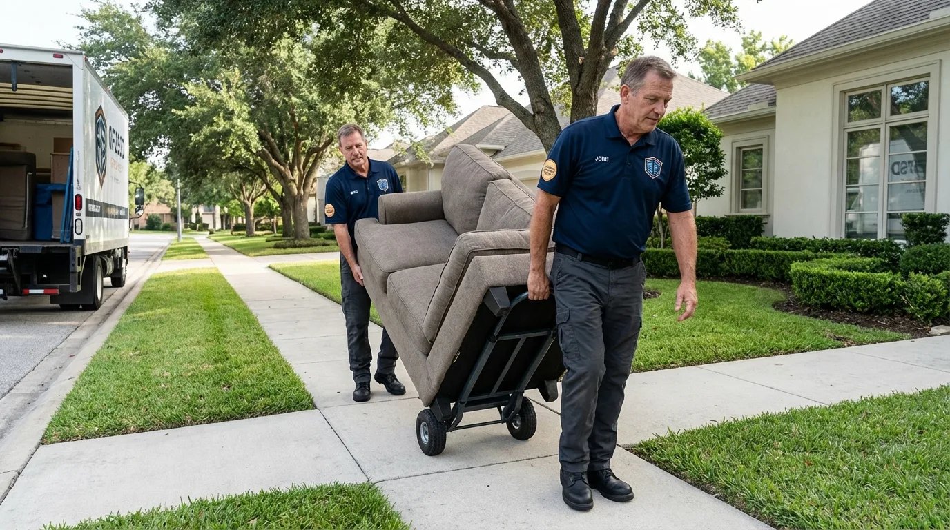 Local residential moving crew loading furniture in Chapmanville, WV