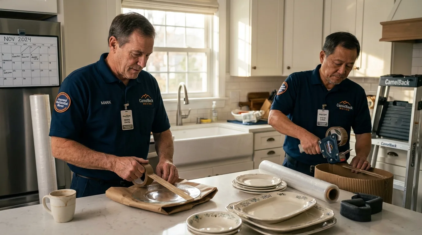 Professional crew packing kitchen dishware in Chapmanville, WV